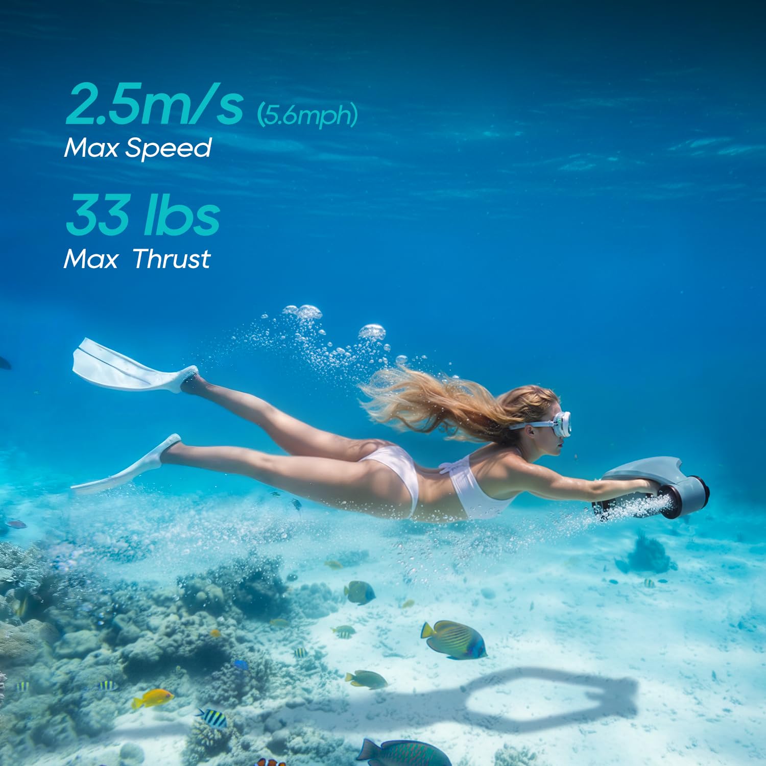 Asiwo Manta 2 Scooter Submarino, Propulsor Acuático de Doble Motor con Soporte para Cámara de Acción, Potente Seasooter para Buceo, Snorkel y Natación