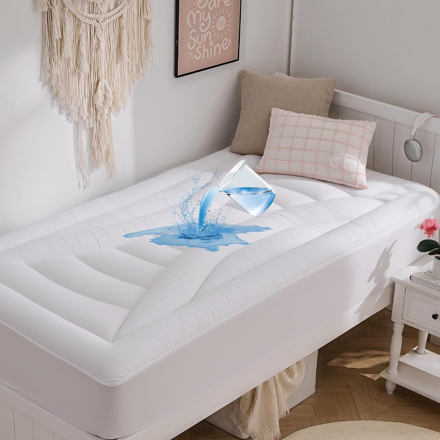 Waterproof Twin XL Mattress Pad, Noiseless Mattress Protector Twin XL