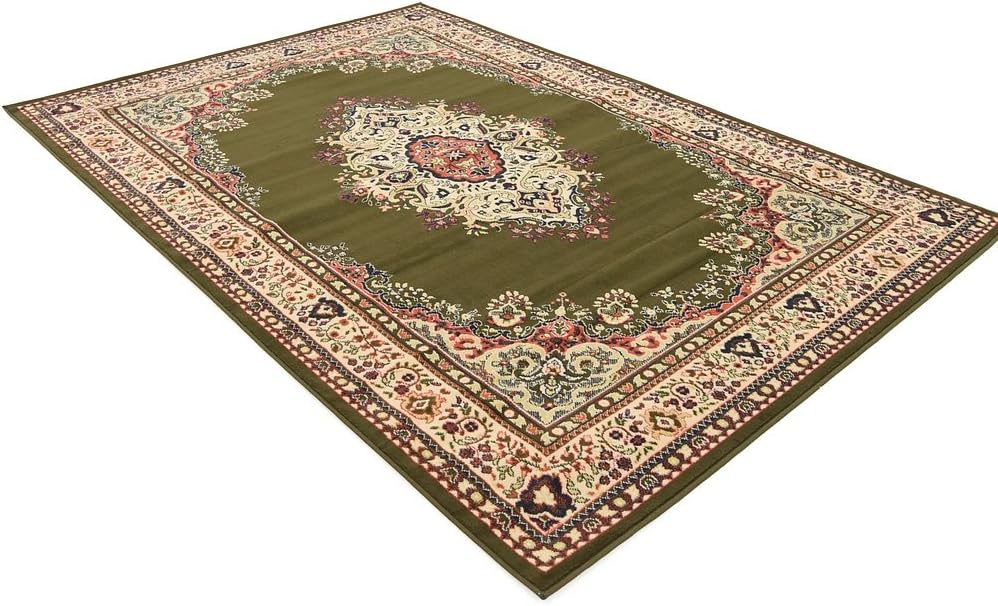 Amaya 6' x 9' Medallion Green Synthetic Easy Care Area Rug