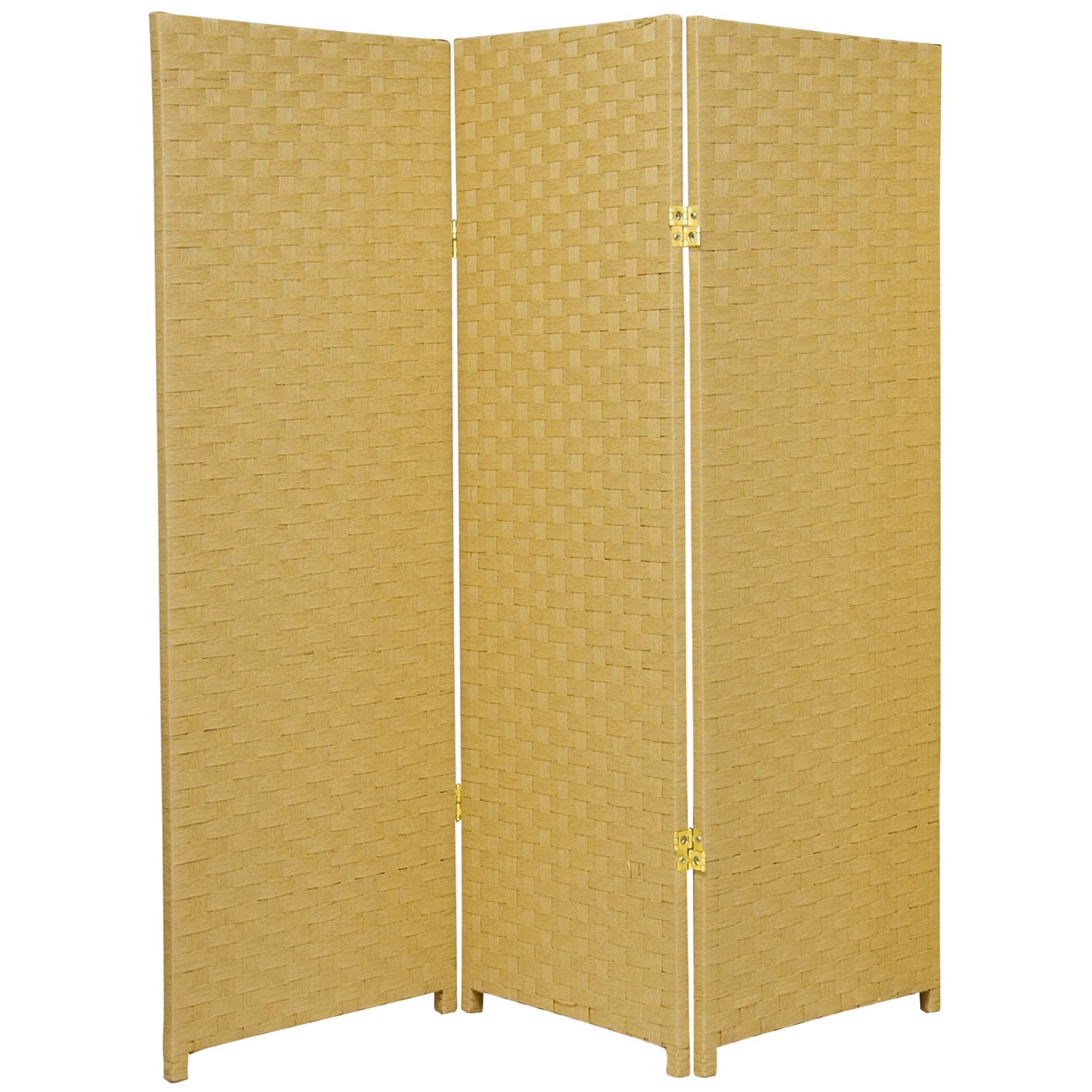 Photo 1 of 4 ft. Short Woven Fiber Folding Screen - Dark Beige - 3 Panel 3 Panel Dark Beige