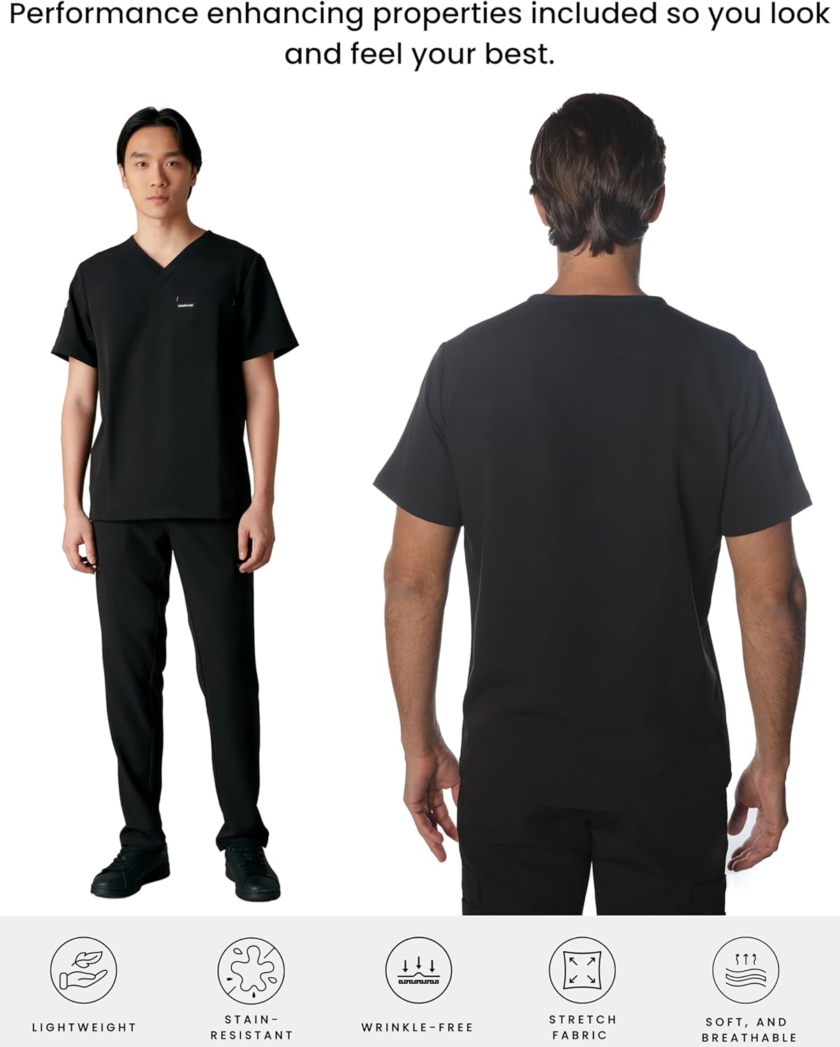 Members Only Manchester V-Neck Scrub Top with Pockets | Medical Scrubs for Men |Hospital Uniform | Comfortable Stretch Fabric - Image 3