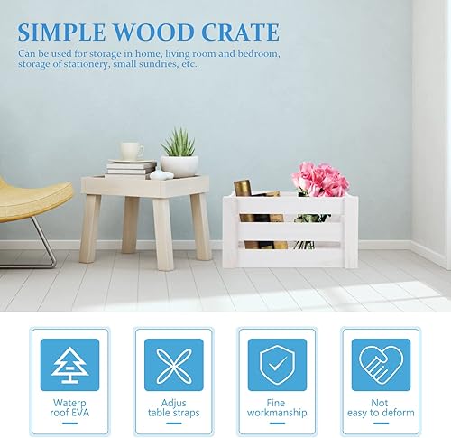 Miniatura 4 de CLISPEED Cajón de madera vintage para anidar, cesta de madera, cajas de almacenamiento de madera rústica, caja de madera rústica vintage para