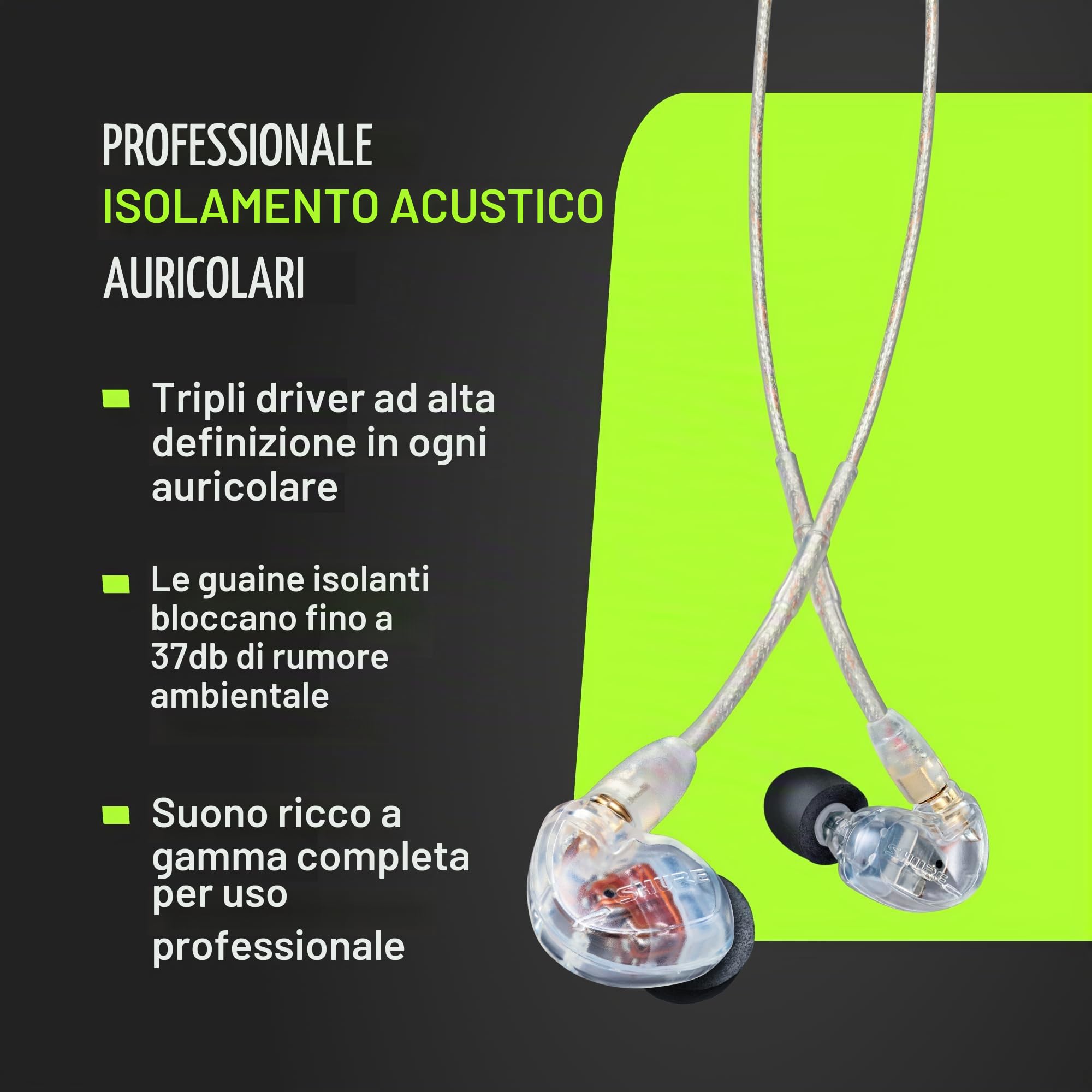 Shure SE535 Intraurale Auricolare Trasparente