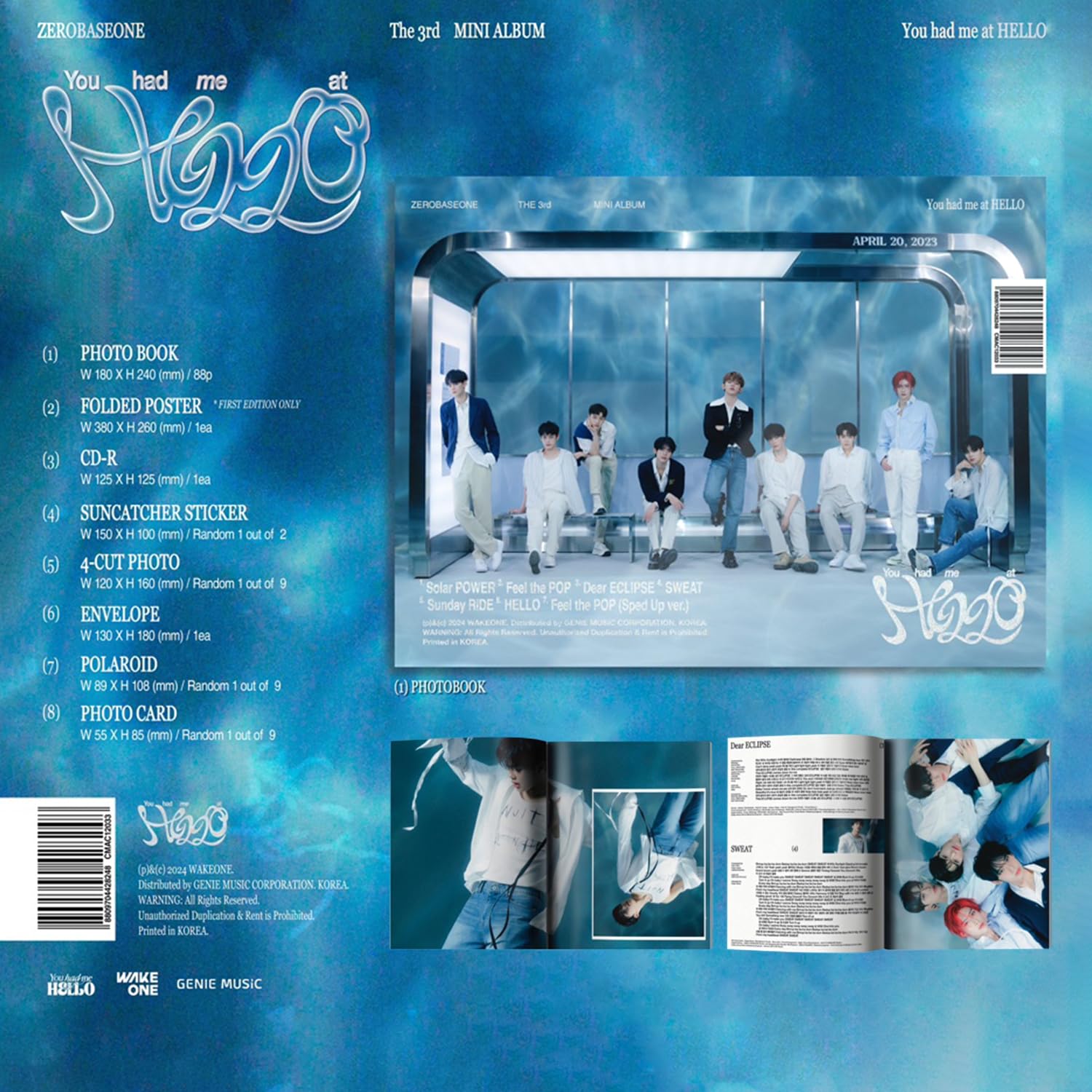 ZEROBASEONE - 3rd MINI ALBUM [You had me at HELLO] ( SUNSHOWER Ver.) Photobook R + Envelope + Photocard + 4-Cut Photo + Suncatcher Sticker + Polaroid + 5 Extra Photocards