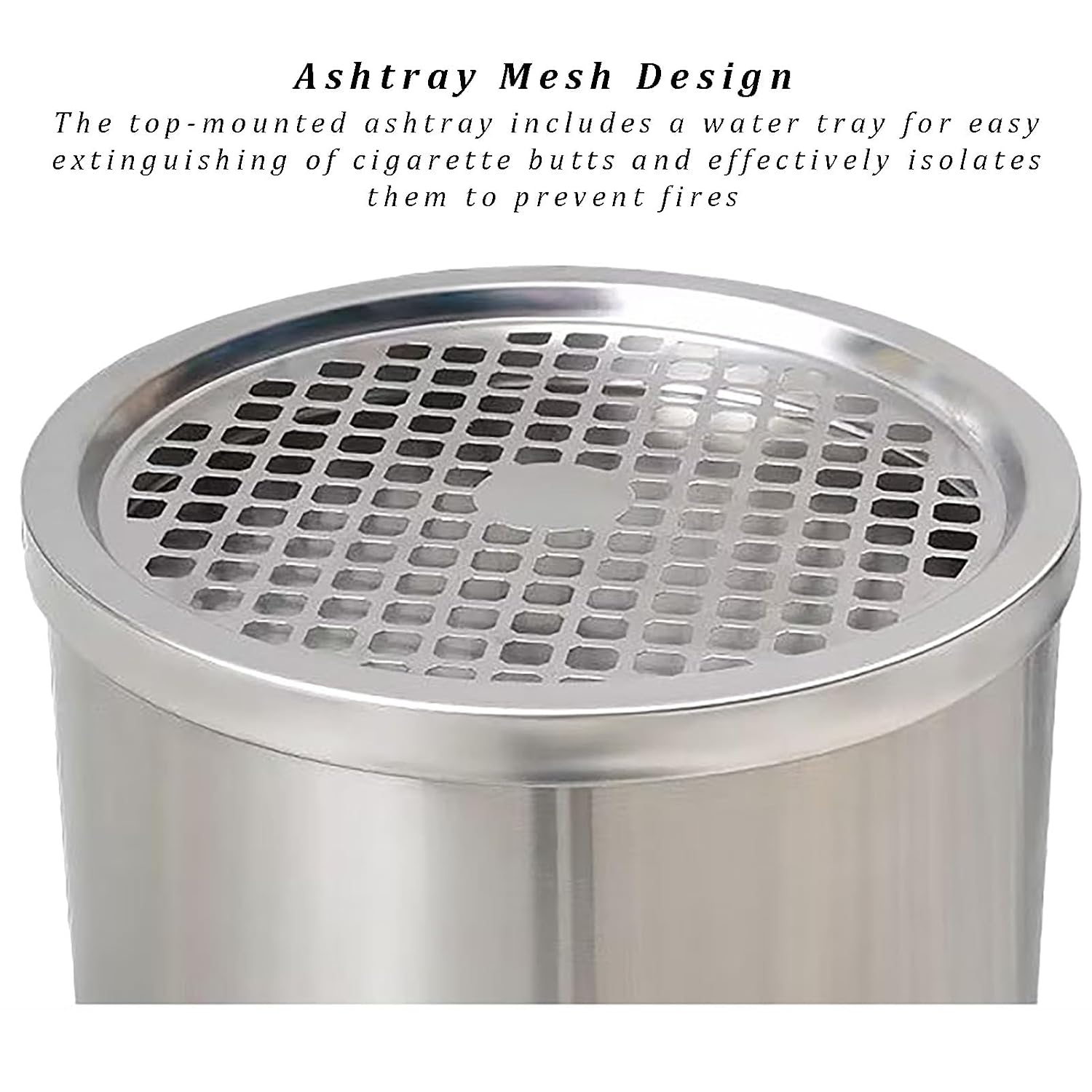 SAZDFY Indoor Outdoor Round Trash Can, Commercial Garbage Bin Stainless Steel Waste Container with Removable Inner Bucket, Ashtray Metal Can for Patio Yard Garage (30x30x61cm(12x12x24), A)