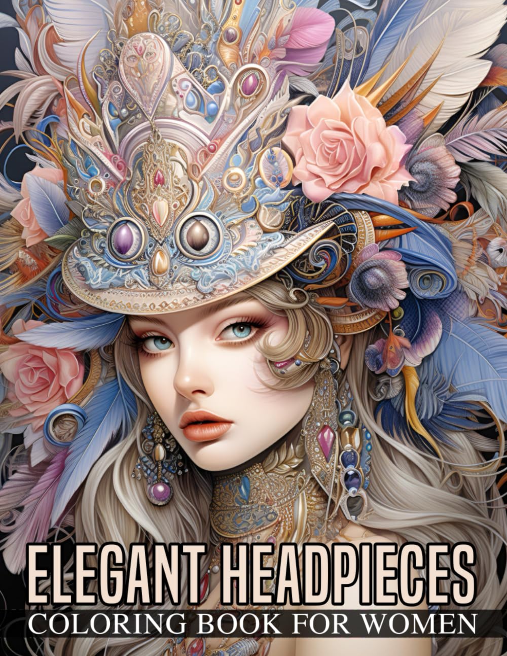 Elegant Headpieces Coloring Book For Women: Explore the Artistry of Headwear with Meticulously Illustrations of Ornate Hats, Delicate Headbands, Whimsical Fascinators, and Regal Tiaras.