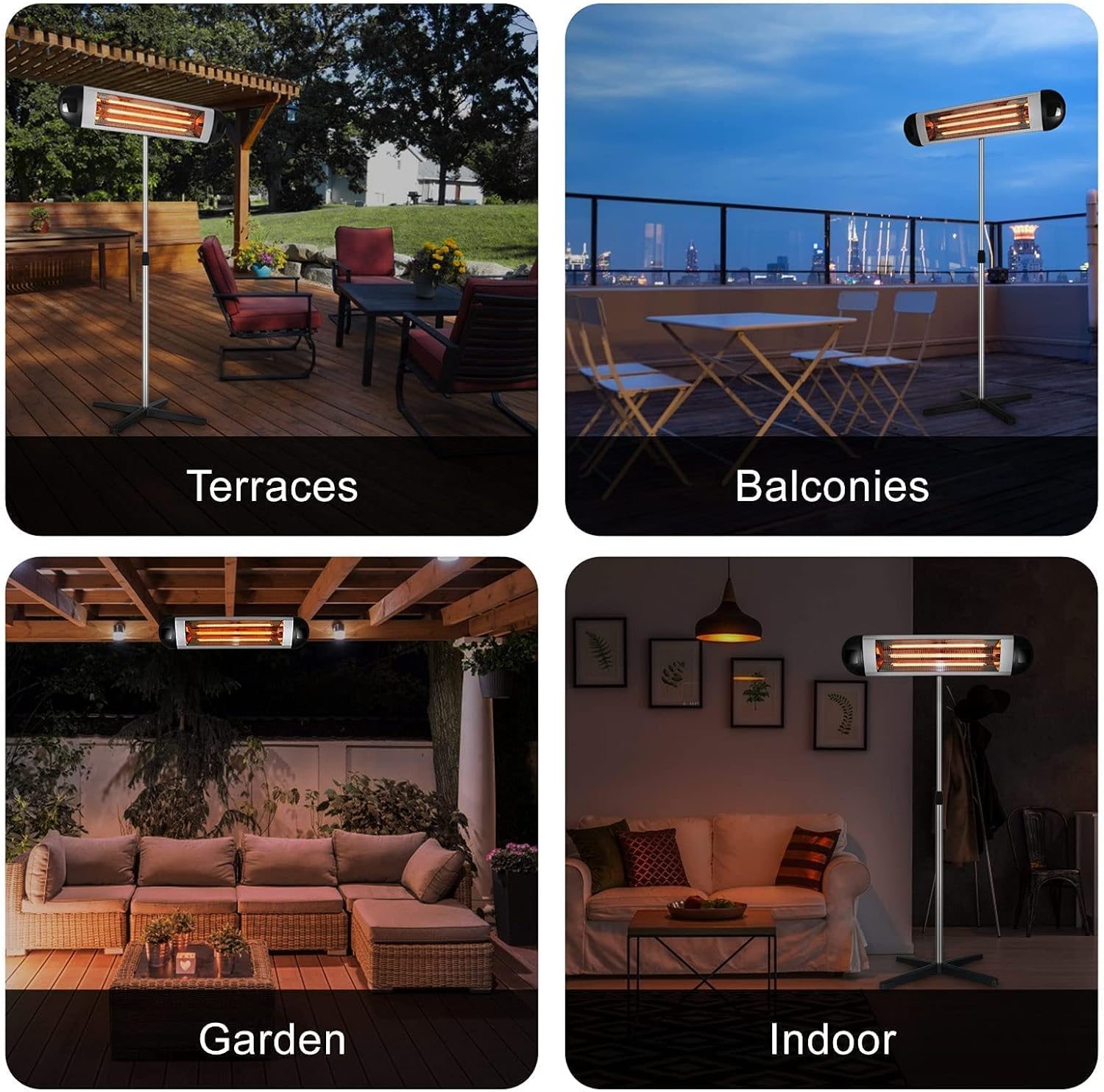 Electric Patio Heater Outdoor Freestanding - 1500W Outdoor Electric Heater with Stand, Patio Heaters for Outdoor-Mount to Ceiling/Wall, Portable Heater, Height-adjustable Wall Heater Garage Heater : Patio, Lawn & Garden