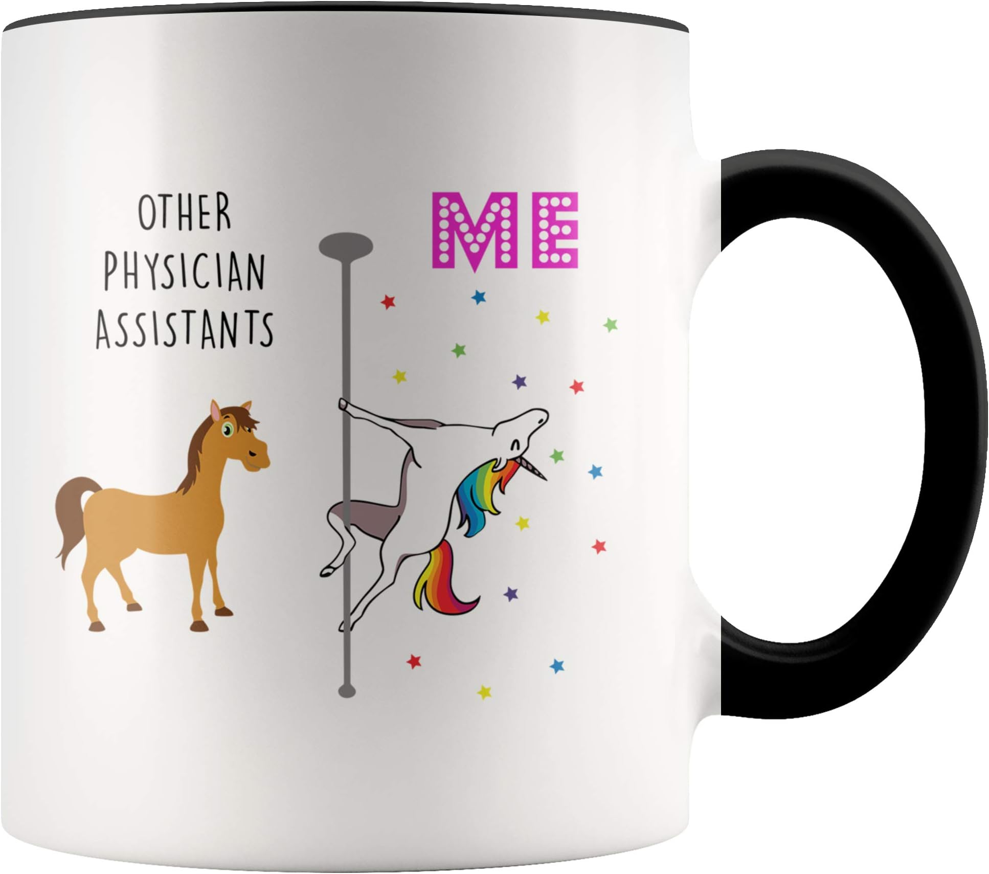 YouNique Designs Physician Assistant Coffee Mug, 11 Ounces, Unicorn Mug, Physician Assistant Gifts (Black Handle)