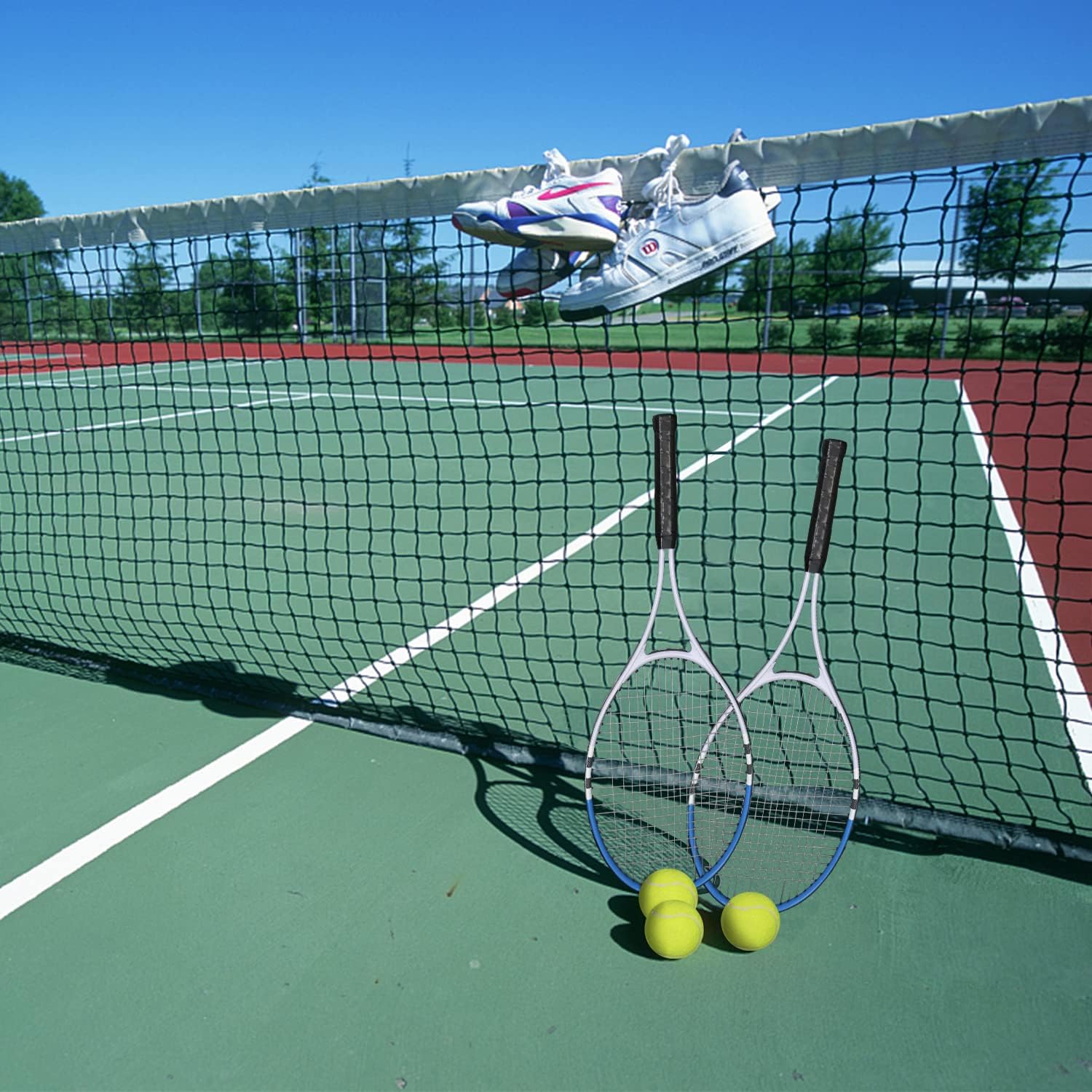 Tennis Racket Pre-Strung Lightweight 27 Inch Racquet Recreational Adult Rackets for Men Women Students Training Tennis Starter Kit with Balls,Carry Bag and Overgrips (Blue/White - 2 Rackets) : Sports & Outdoors