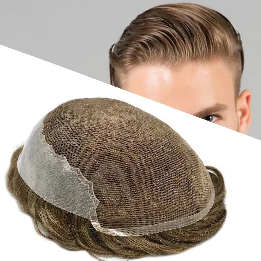 Amazon com : Toupee For Men Real Human Hair Mens Toupee Hair Piece