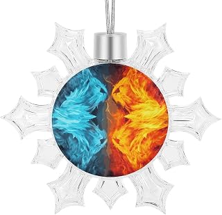 Fire Vs Ice Art Christmas 3D Snowflake Ornaments 2025 Shatterproof White Snowflake with Silver Rope Holiday Decorations for Winter Wonderland Xmas Tree Ceiling New Year Party Home Decor