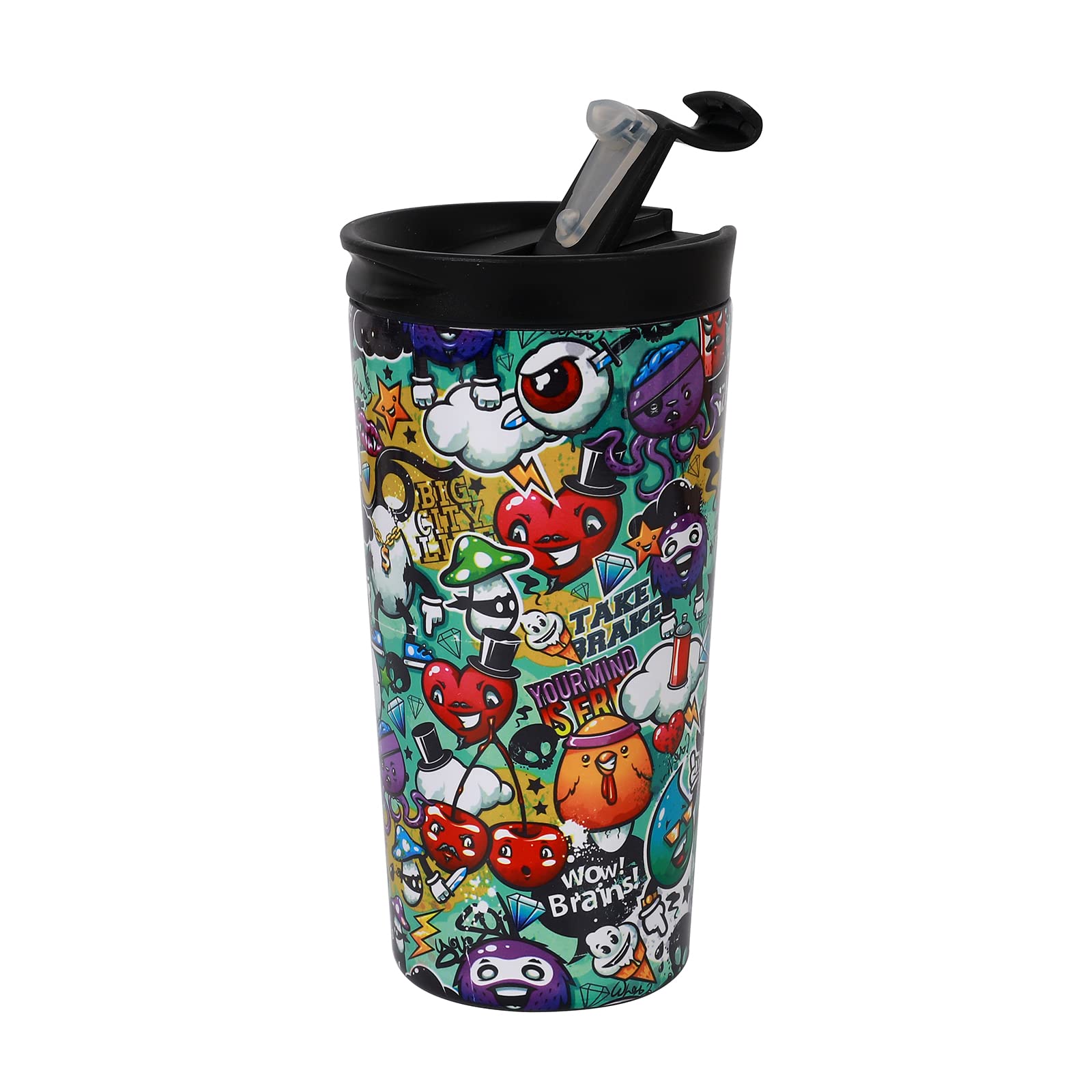 IDRINK - Thermobecher aus doppelwandigem Stahl 350 ml Verziert (Graffiti)
