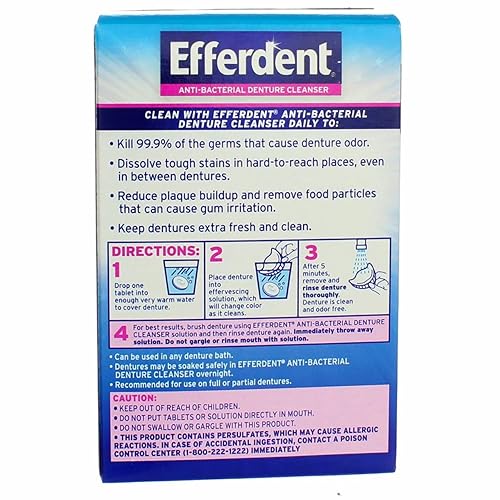 Miniatura 3 de Efferdent Tabletas de limpieza de retenedores, tabletas de limpieza de dentaduras para aparatos dentales, limpieza completa, 102 unidades (paquete