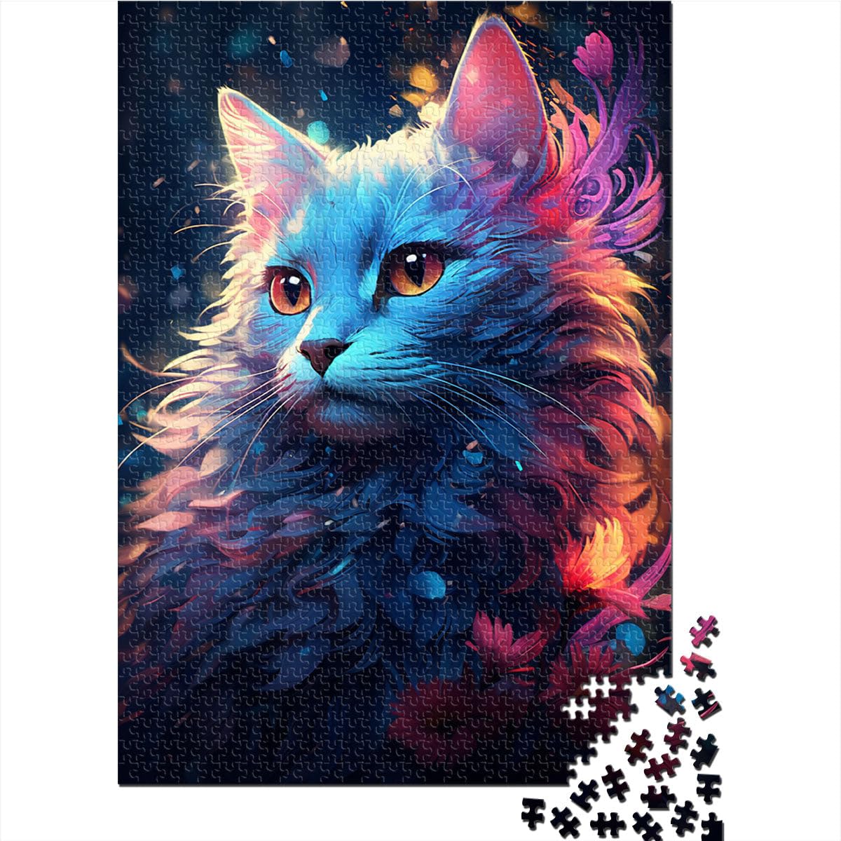 Rompecabezas para adultos gato en las flores 2000 piezas rompecabezas 70 cm x 100 cm tarjeta gris rompecabezas para adultos y familias Aprendizaje Juguetes educativos Juegos en familia