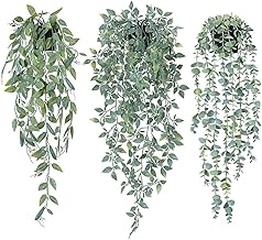 BluFied 人工 観葉植物 吊り下げ フェイクグリーン 3個セット フェイク吊り下げ植物 造花 インテリアグリーン 造花 観葉植物 インテリア 壁掛け 葉 吊り下げ 鉢植え ベランダ 玄関 窓側 リビング 棚 オフィス 飾り おしゃれ 水やり不要 人工観葉植物