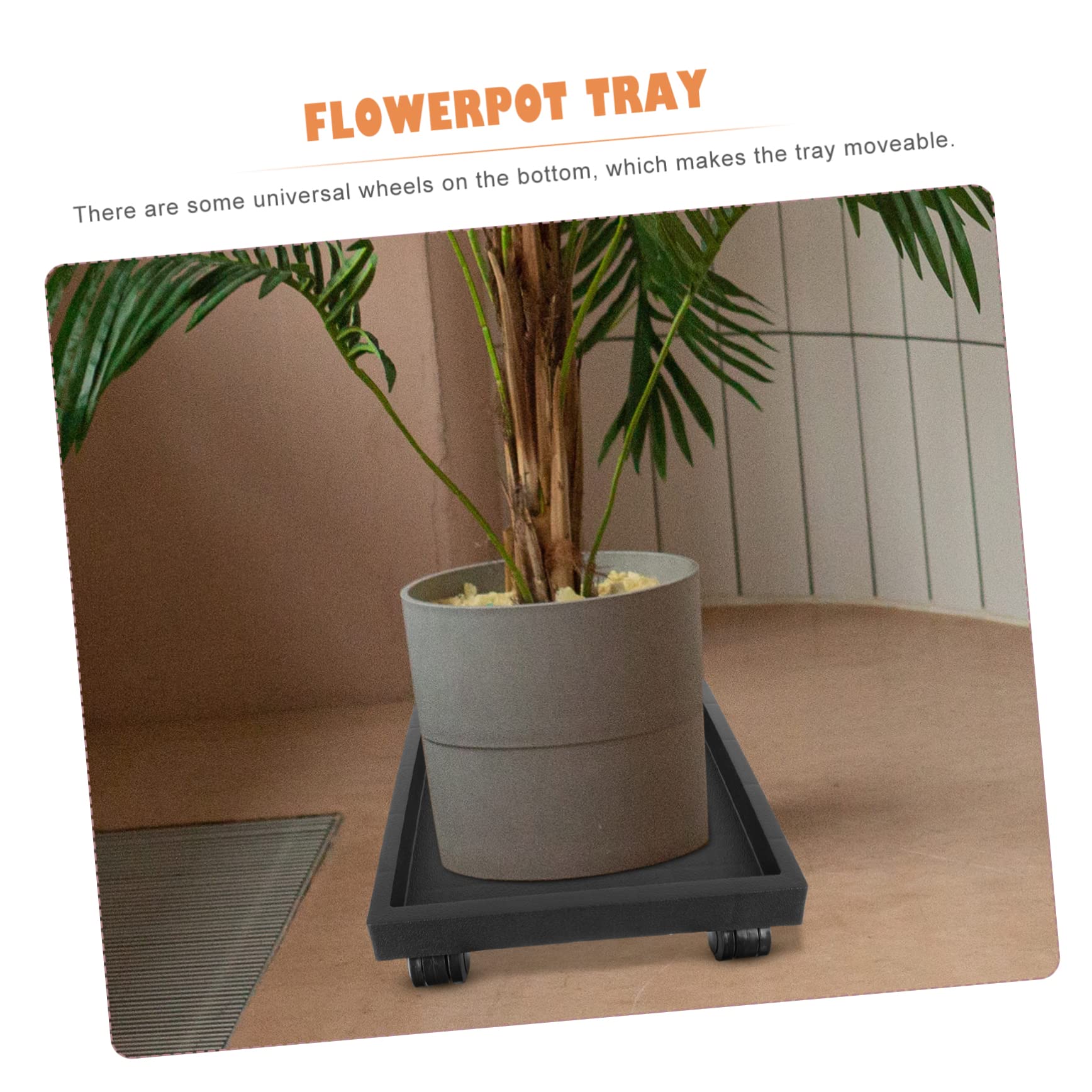 SUPVOX Moveable Square Planter Flowerpot Holder Wheel Base Garden Tray for Water Collecting