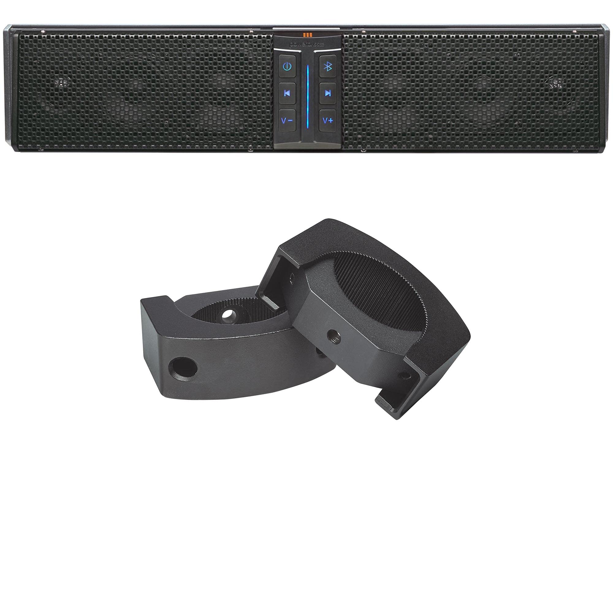 PowerBass 1 XL-650 6 Speaker Bluetooth Powersports Soundbar and 1 Set of XL-SBCLAMP2 XL Sound Bar Universal C-Clamps
