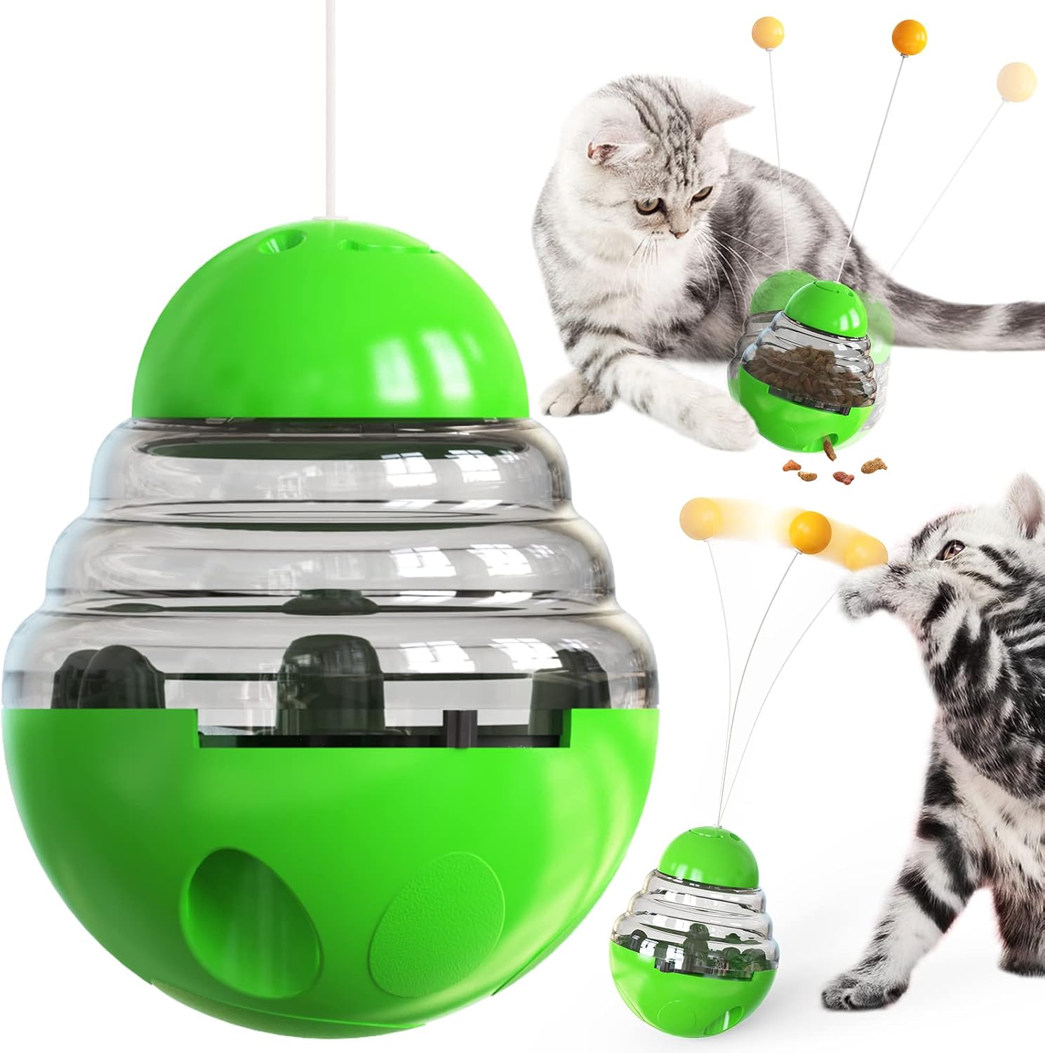 XIAOGO Cat Treat Dispenser Toys Interactive Kitten Puzzle Toy Infoor for Cats Kitten Food Dispensing Balls Kitty Feeding Puzzles Treats…
