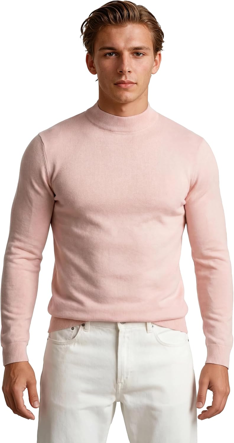 X RAY Mens Mock Neck Sweater, Soft Slim Fit Pullover Top, Basic Mock Neck Sweater for Men