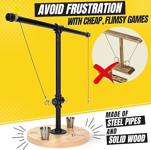 Miniatura 4 de Juego de gancho de anillo  Tubos de acero y gancho de madera maciza y juego de batalla de anillo  Juego de gancho de columpio de anillo resistente y