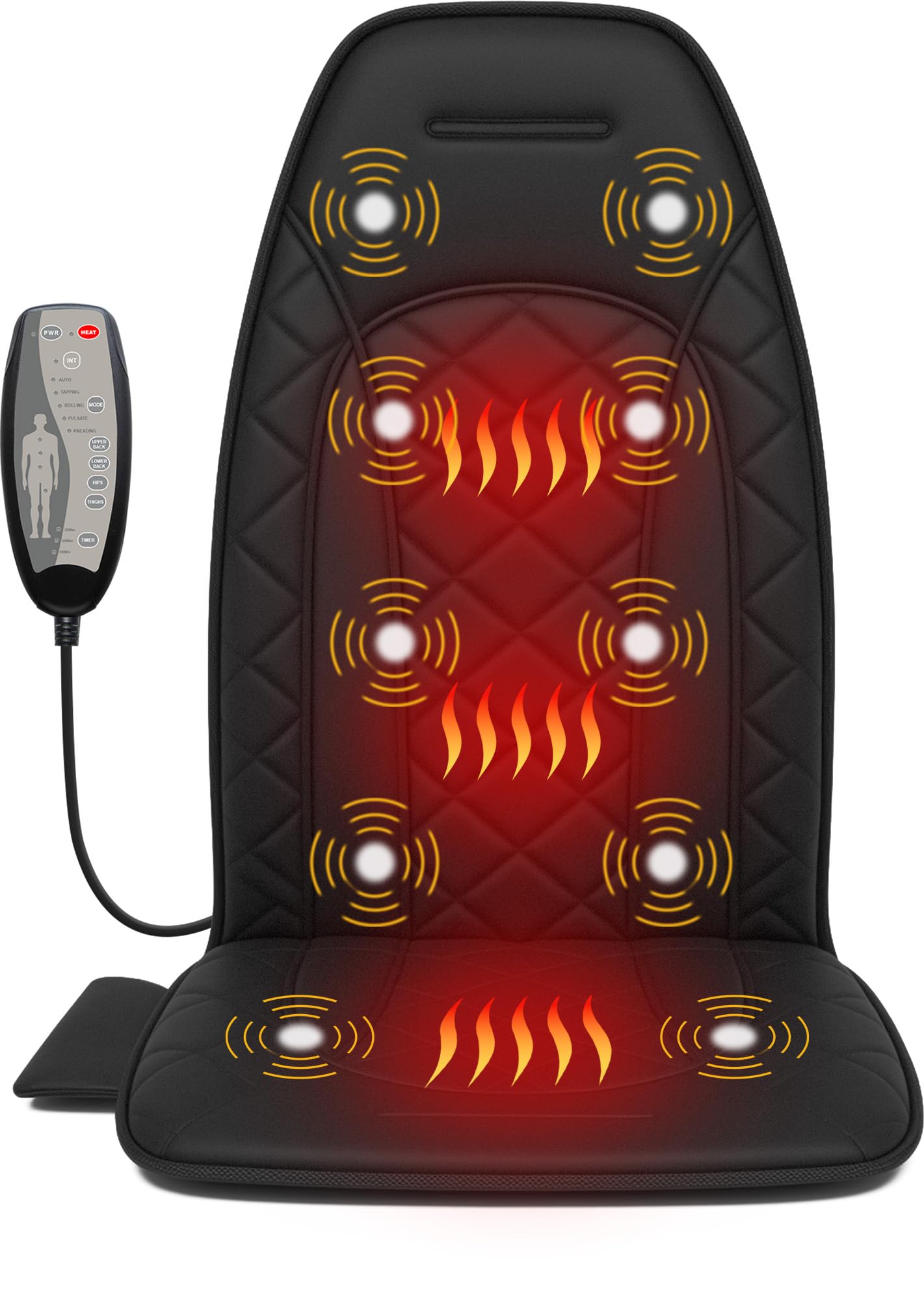 vibraiton back massager for chair, massage seat cushion, back massage pad with heat,10 vibration motors,5 vibration modes,chair massager at office/home