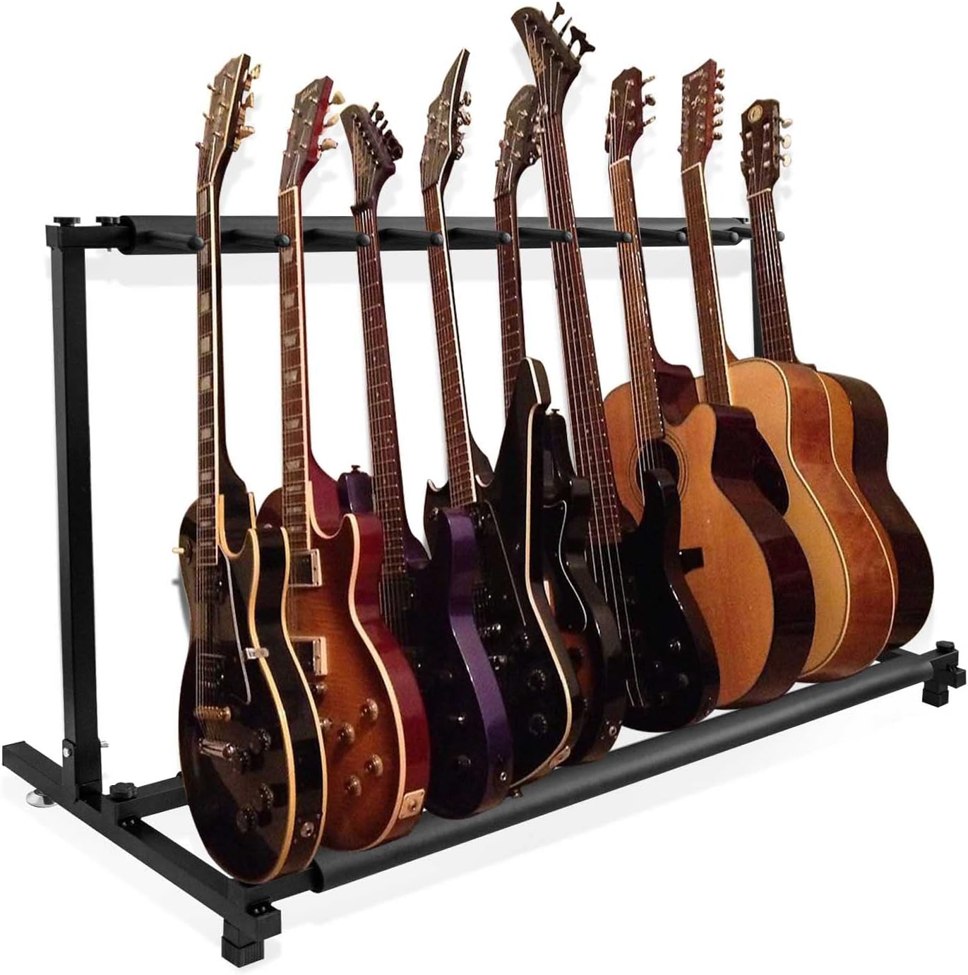 Vousile 9 Multi Guitar Stand for Electric Acoustic Guitar, Foldable Floor Stands with Aluminium (9 Spaces)
