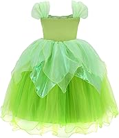 Vista 2 de Princess Tinker Bell Halloween Costume for Girls, Birthday Party Fairy Dress Up, Special Occasion Dress with Wings