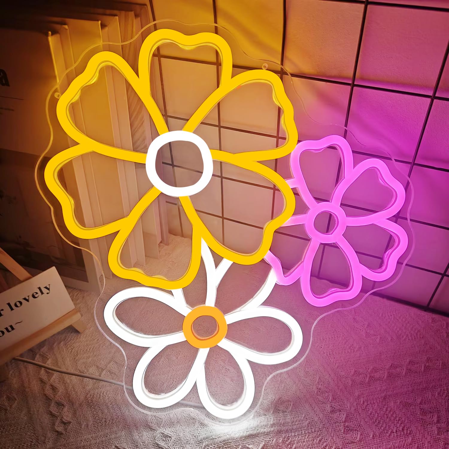 Daisy Flower Neon Sign Dimmable Flower Wall Light for Girls