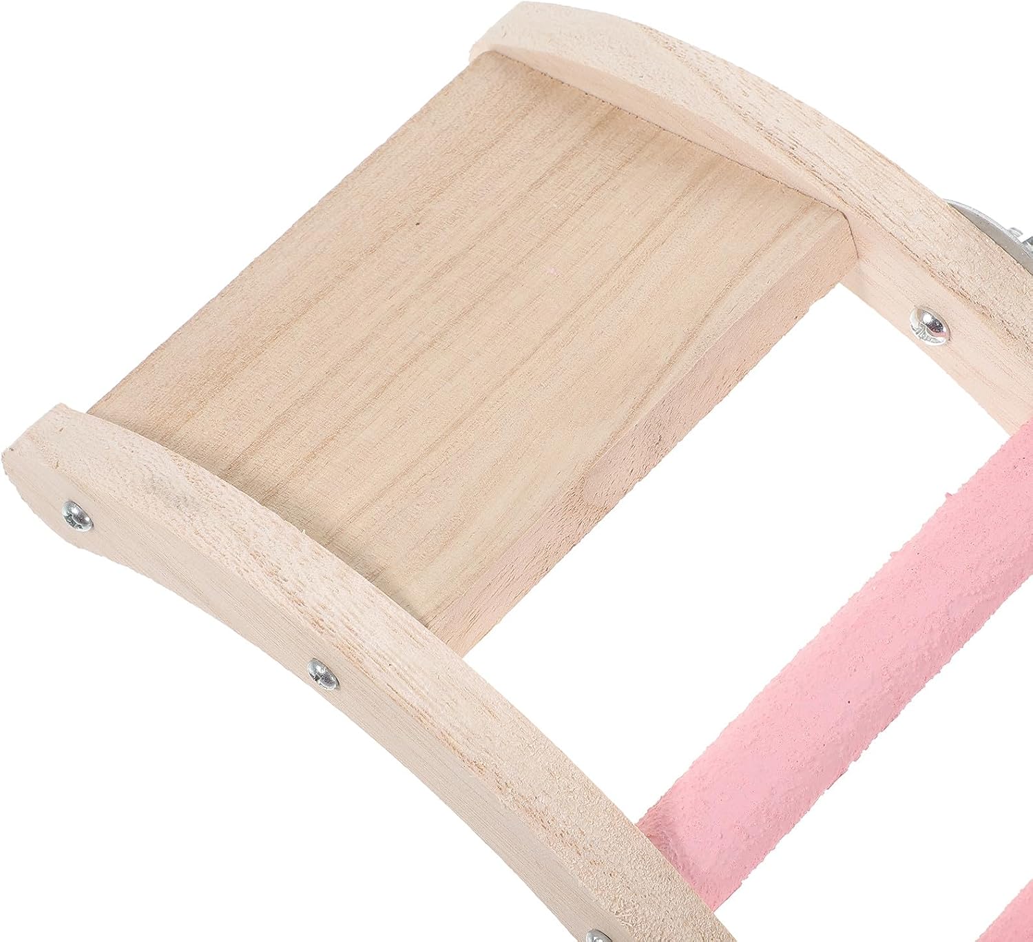 Budgerigar Climbing Ladder Bird Cage with Wood Rungs Pink Parrot Cage Ladder Chewing Hanging Plaything for Indoor Birds