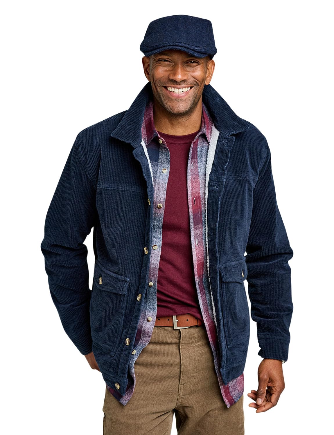 Pegasus Men's Navy Sherpa Lined Cord Jacket With Soft Fleece Lining 3XL