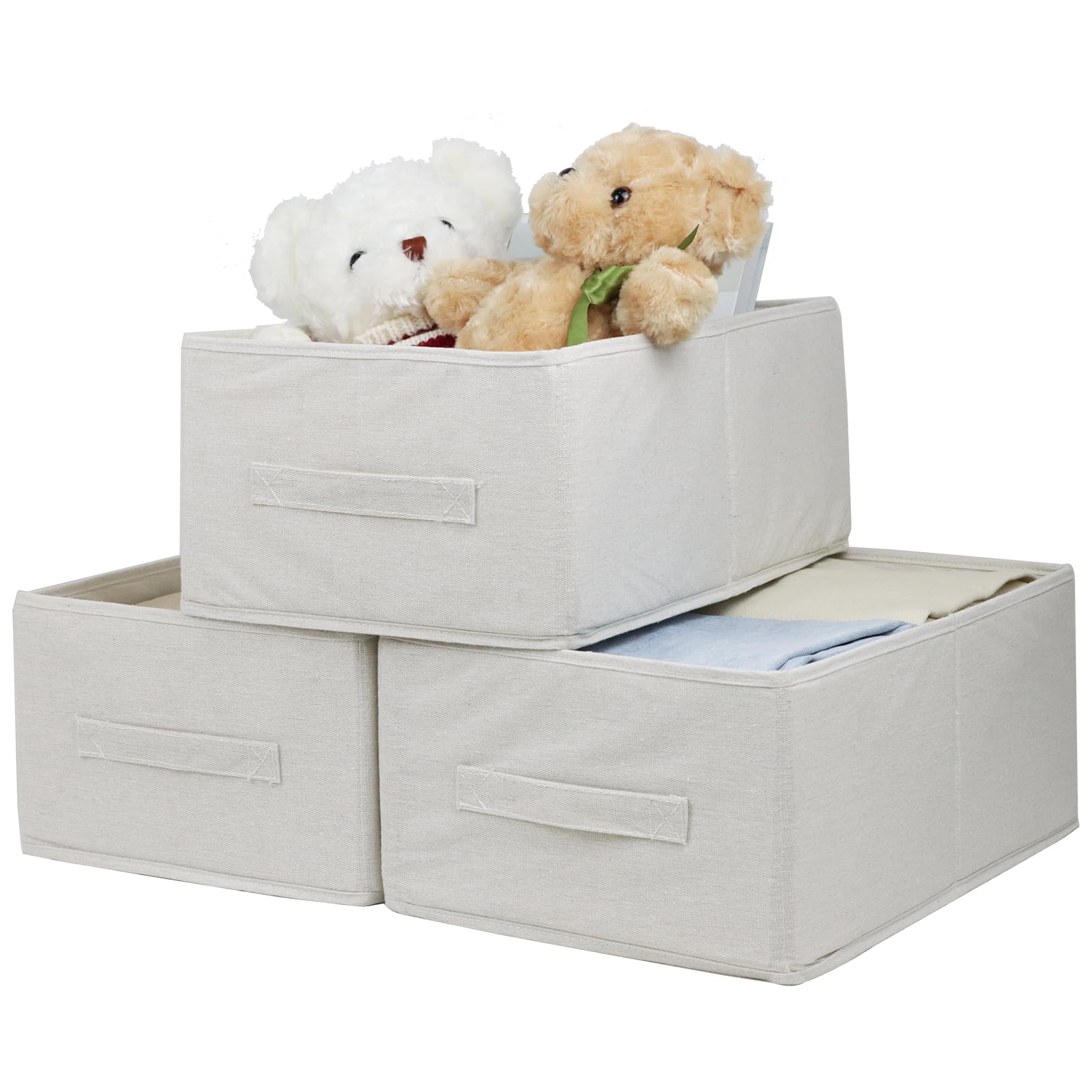 PRANDOM Contenedores Plegables De Almacenamiento Con Asas Paquete De 3 Cajas De Almacenamiento Plegables De Tela Canastas Con Asas Para Armario