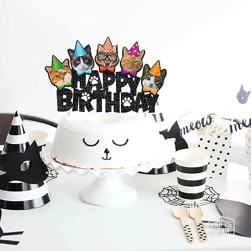 Miniatura 9 de Decoración de pastel de cumpleaños con temática de gato, decoración de pastel para miau, gatito, gato, fiesta de cumpleaños, suministros de baby
