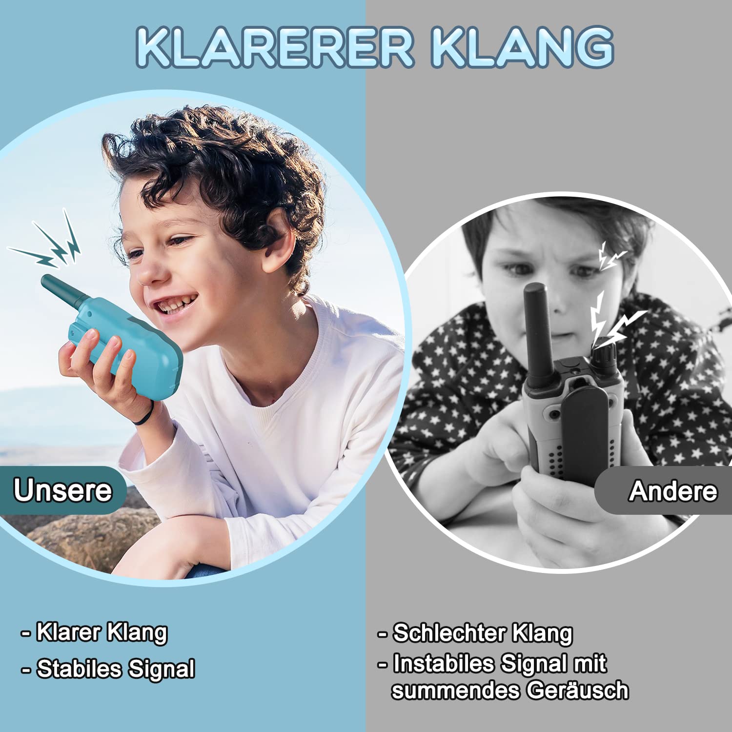 Walkie Talkie Kinder ab 3-12 Jahre, Aufladbar mit 8 Kanäle, Funkgerät Wiederaufladbar mit LED Taschenlampe, VOX Funktion, Klare Stimme für Abenteuer, Camping, Wandern