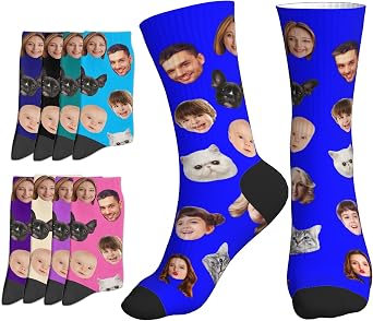 InterestPrint Personalized Custom Face Socks Print Photo Socks for Men Women