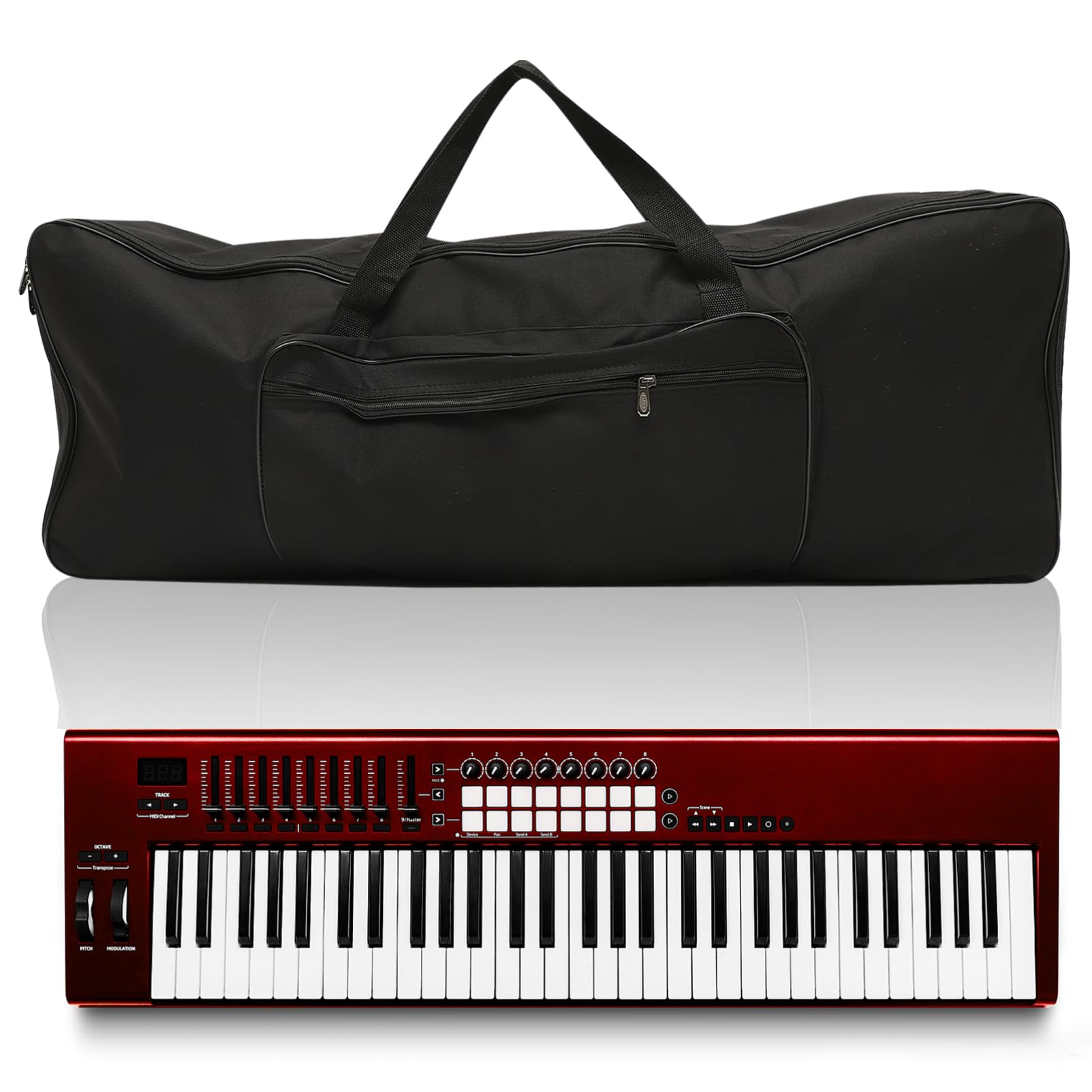 Borsa per Tastiera Elettronica 61 Tasti Nera, Pieghevole | Tessuto Oxford 600d, Tasca Accessoria, Uso Esterno e Performance, Leggera da Trasportare