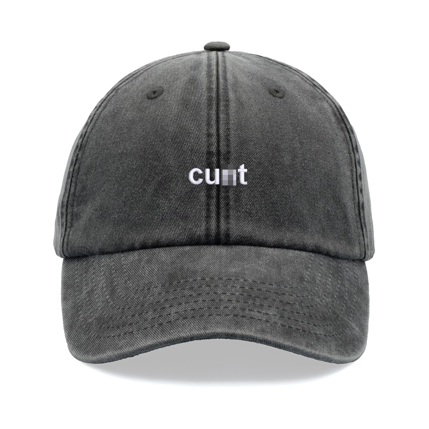 c*nt Baseball Cap Vintage Washed Unisex Dad Hat Low Profile Adjustable Black