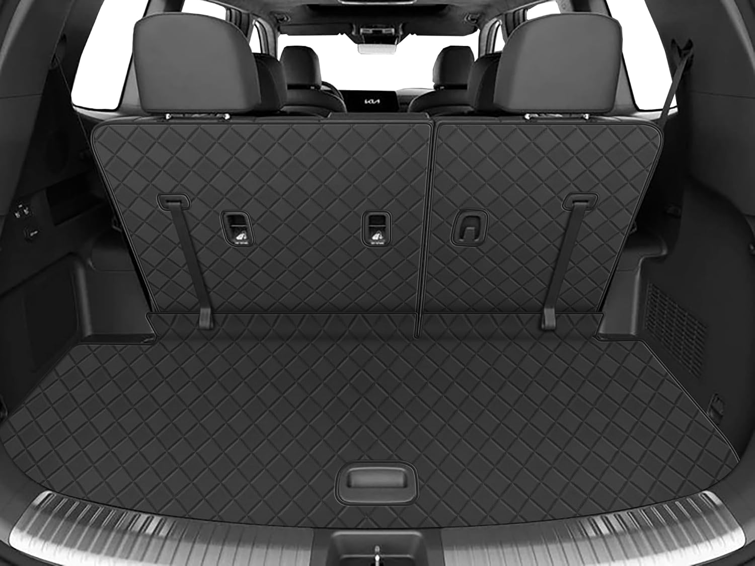 Cargo Mat & Backrest Mat for 2020-2025 Kia Telluride 7 Seats with 2nd Row Rear Backrest Mat, All Weather 2nd & 3rd Row Back Seat Protector Leather Cargo Liner Trunk Mat for Telluride Accessories