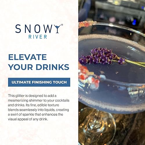 Miniatura 6 de Snowy River Purpurina de cóctel  Purpurina de bebida natural kosher, purpurina de vino, purpurina de cerveza, purpurina para bebidas (0.44 onzas,