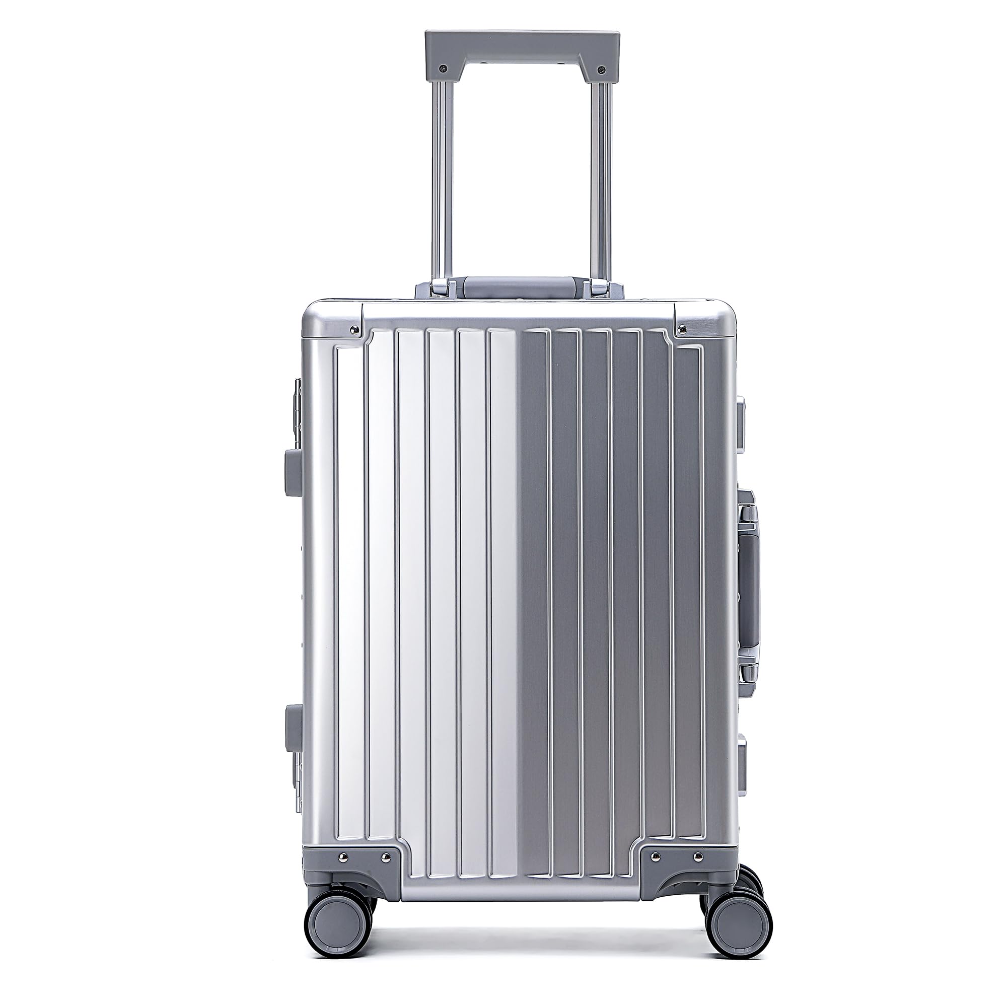 Simcat - Equipaje de mano de aluminio con ruedas giratorias, aprobado por aerolíneas, ligero, con candado TSA y ruedas silenciosas, carcasa dura, para viajes de negocios, Silver, 20in/55cm,36L