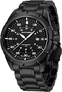 SAPPHERO Watches for Men Waterproof 5ATM Silicone Strap Quartz Analog Watch Stainless Steel Case Mens Wrist Watches Date Design Sport Casual Business Elegant Gift for Men