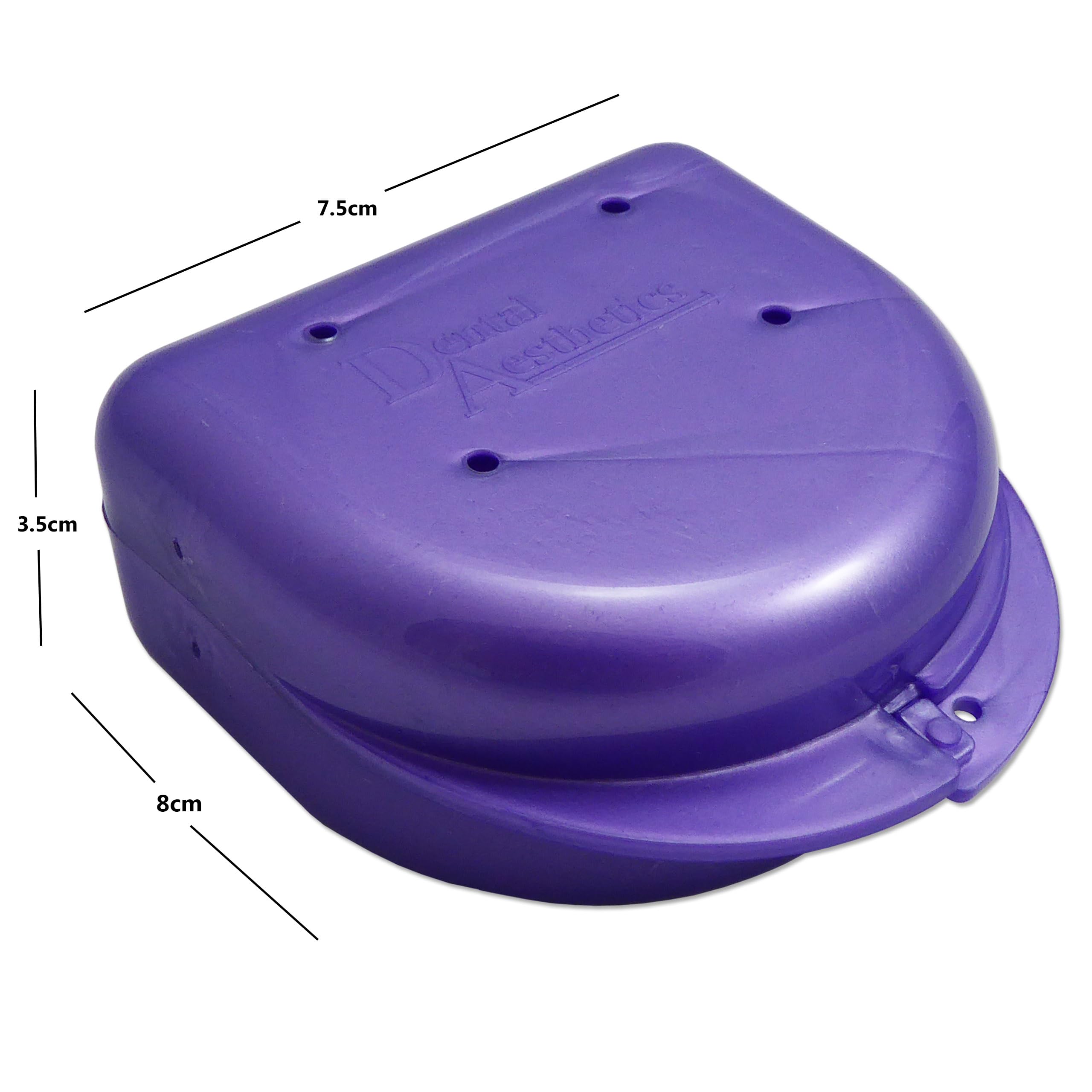 Fundas protectoras bucales para retenedores ortopédicos, aparatos dentales deportivos, dentaduras postizas (morado y verde)