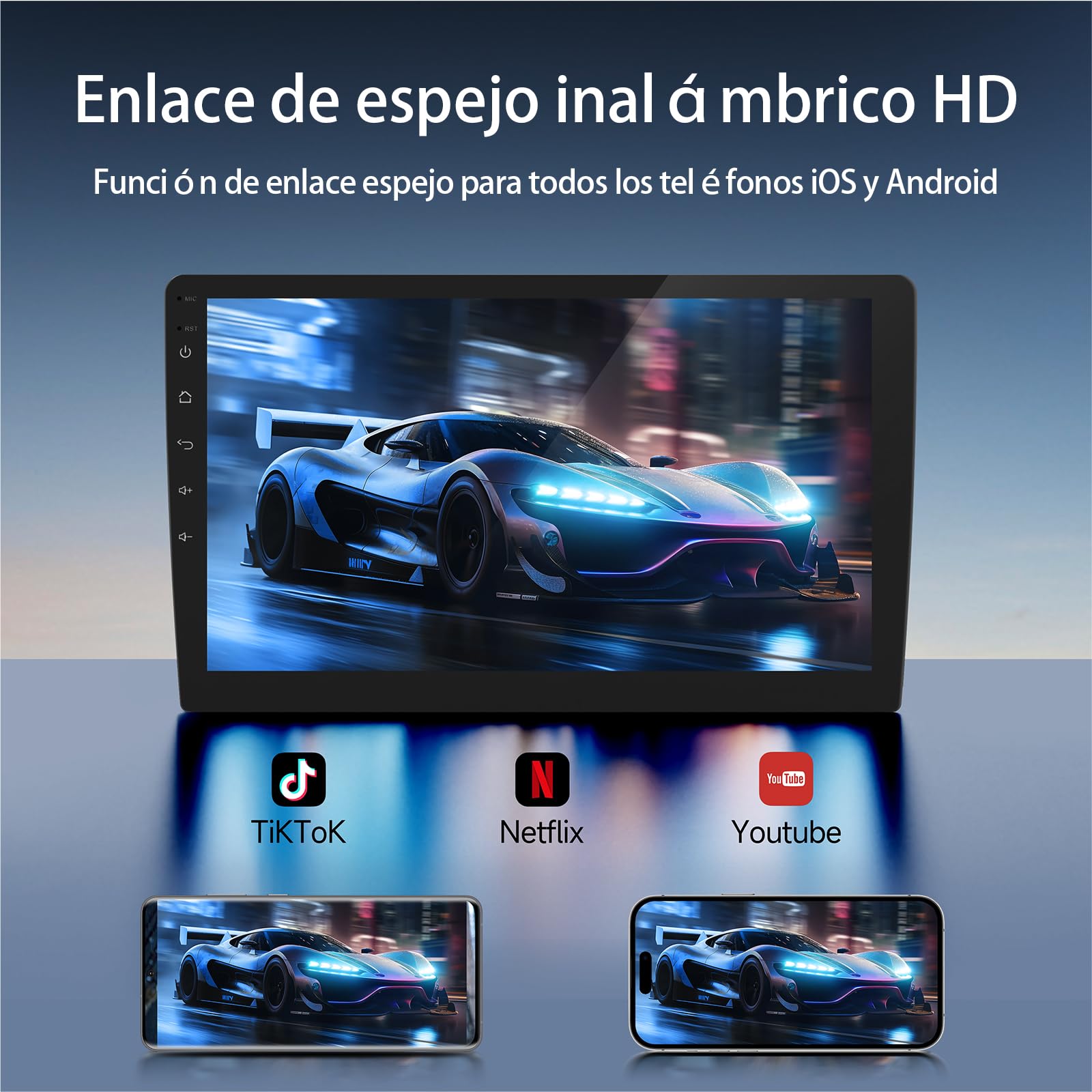 Haudio Radio para Coche 2 DIN con Apple CarPlay & Android Auto, Pantalla HD de 9 Pulgadas, Cámara de Marcha atrás HD, GPS, Control de Voz, Mirror Link, FM/Am/AUX, para Todos los Vehículos, 2+64GB