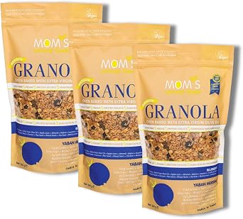 Whole Grain Granola High Fiber Vegan Healthy Snack Granola Oats Cereal Breakfast Snacks 360 gram 12.69 ounces 3 Pack Blueberry