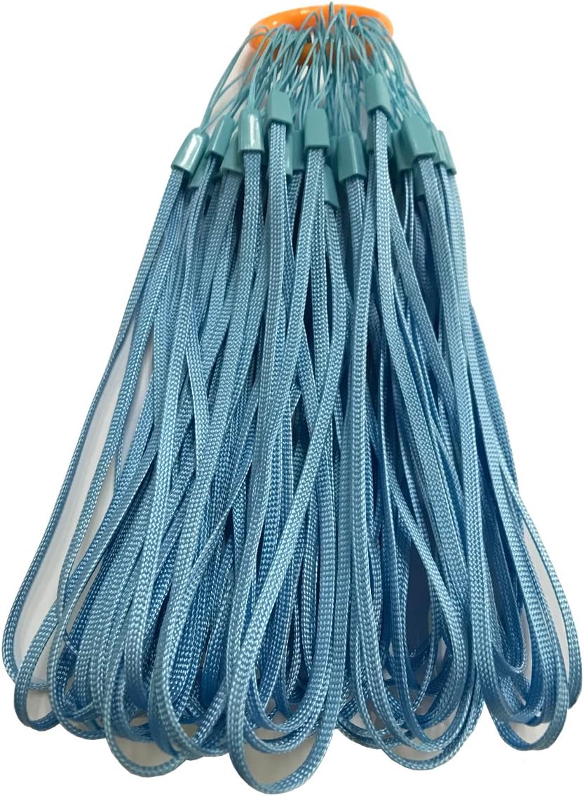 Nylon Cord Wrist Lanyards Bulk, Decorated for USB Flash Drive, Key, Keychain, ID Badge Holder, Name Tag (7-Inch, Pack of 50, SkyBlue)