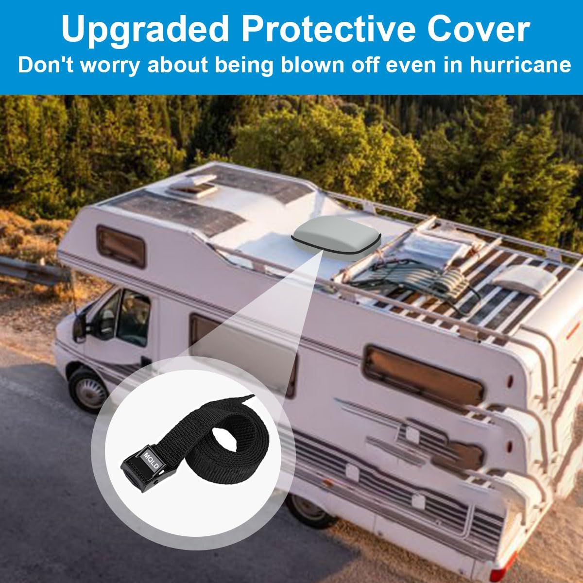 RV Camper Air Conditioner Cover Trailer AC Covers for RV Roof Unit, 600D Oxford Cloth Fits Dometic FreshJet 3, ASA, VEVOR, Furrion RV Air Conditioner Winter Covers for Outside - RV A/C Cover for Roof - Image 3