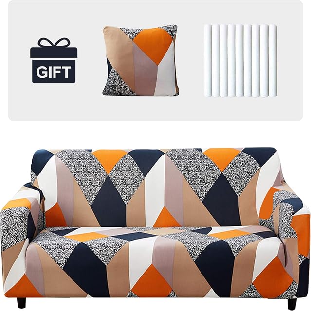 JOYDREAM 1-Piece Stretch Sofa Cover Anti-Slip Couch Slipcovers Elastic Furniture Protector for Armchair/Couch Soft Fabric Settee Covers Couch Cover with 1 Cushion Cover (Medium, Magic)