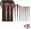 Set de Brochas de Maquillaje, 13 Piezas Profesionales con Bolsa, Cerdas Sintéticas Hipoalergénicas para Rostro y Ojos, para Principiantes y Profesionales (Marrón) Sintéticas 1
