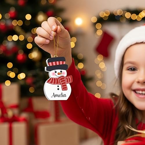 Miniatura 5 de Adornos de Navidad personalizados de PVC con nombre personalizado para árbol de Navidad, adorno colgante de muñeco de nieve, etiqueta de calcetín de