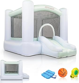 JOYMOR Gradient Style 3-in-1 Bounce House for Ages 3-6 with Basketball Hoop & Slide, 30s Quick Inflatable Bouncer with Blower for Indoor & Outdoor Party