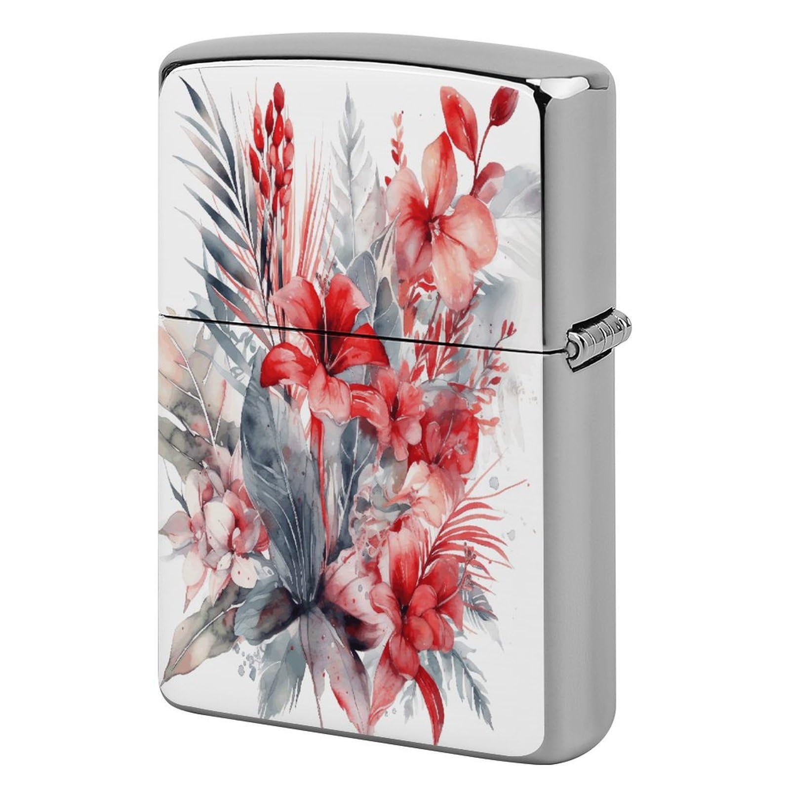Fodpand Style Drawn Tropical Flowers Metal Lighter Case Cover Lighter Sleeve